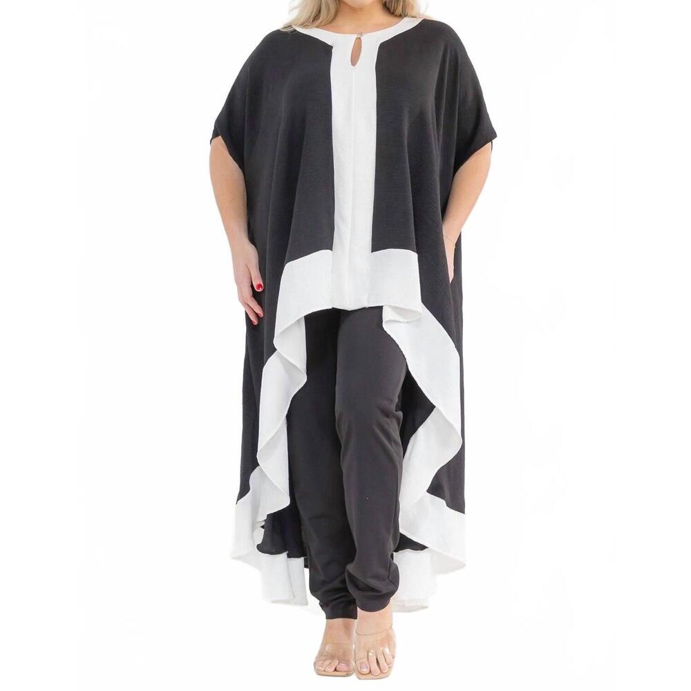 NEW KAREN T DESIGN hilo monochrome tunic top in black